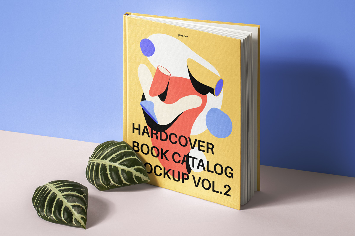 Design mockup of book with styled leaves