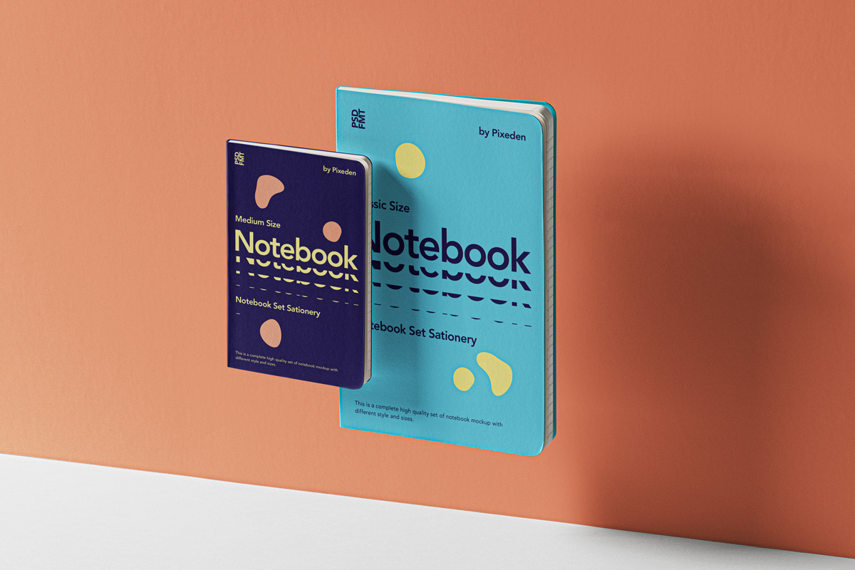 Design mockup of notebooks