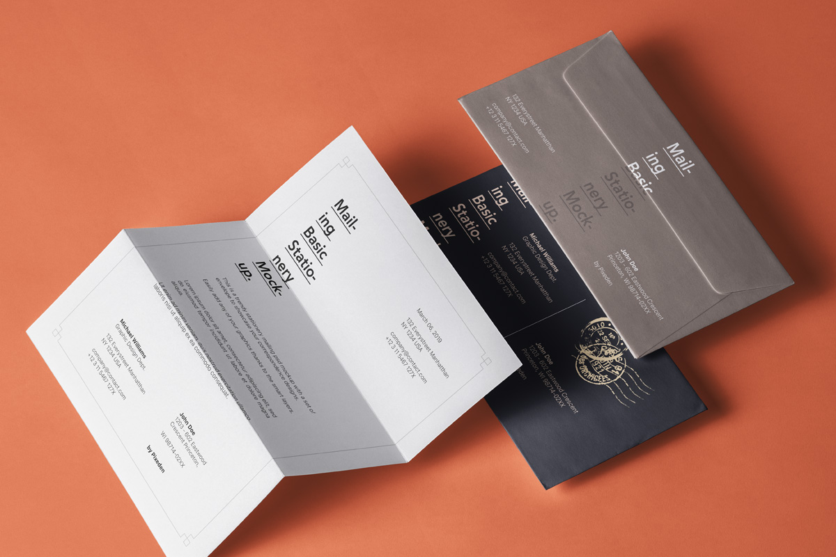 Design mockup for business stationery with envelope