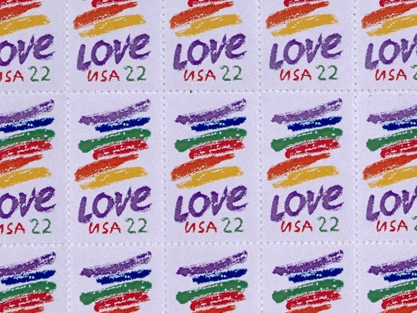 Kent created her "love" stamp for the U.S. Postal Service in 1985.