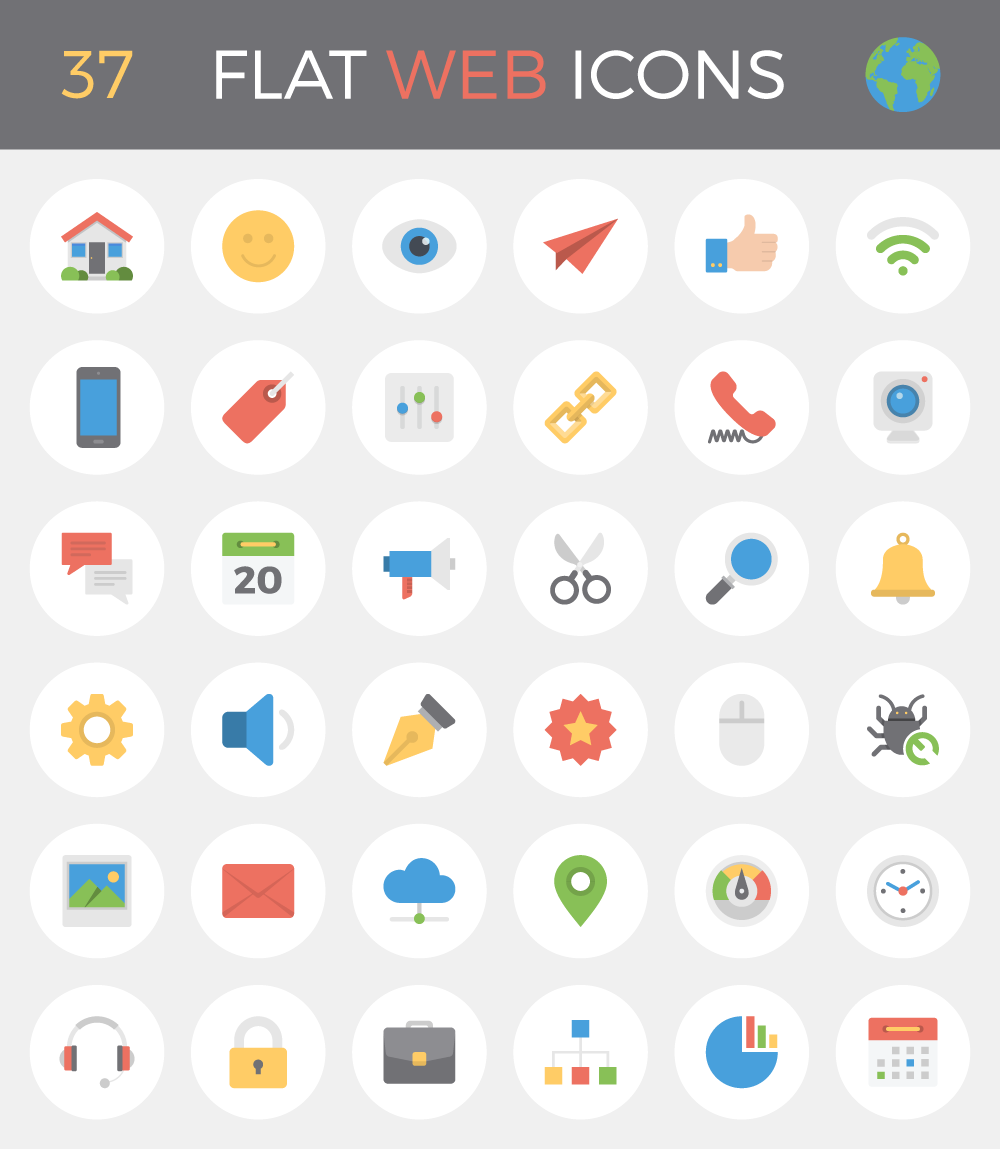 37 Flat Web Icons—freebie! - Shillington Design Blog