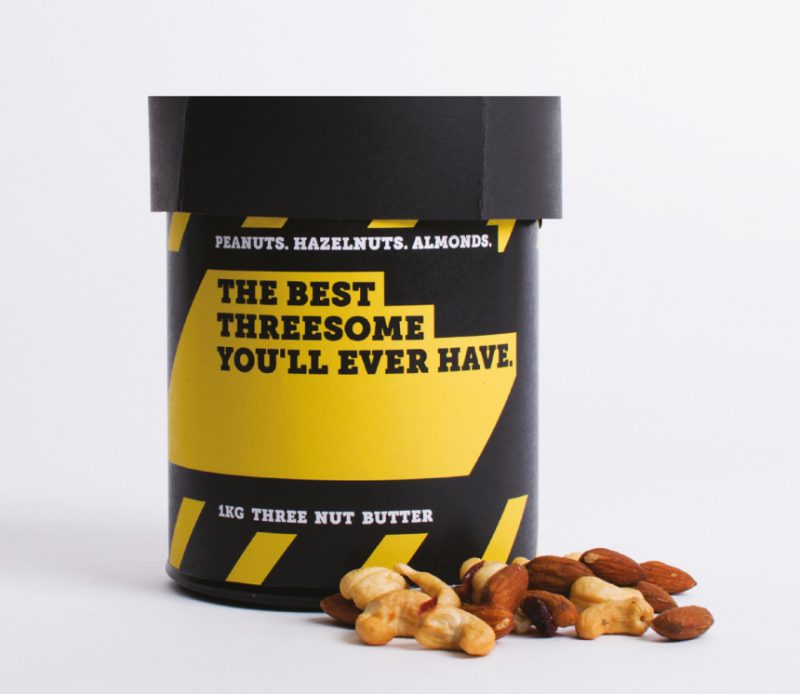 Example of a nut butter snack packaging design