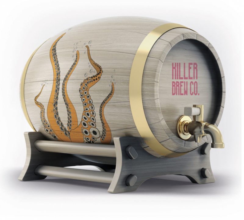 Beer packaging design on beer barrel