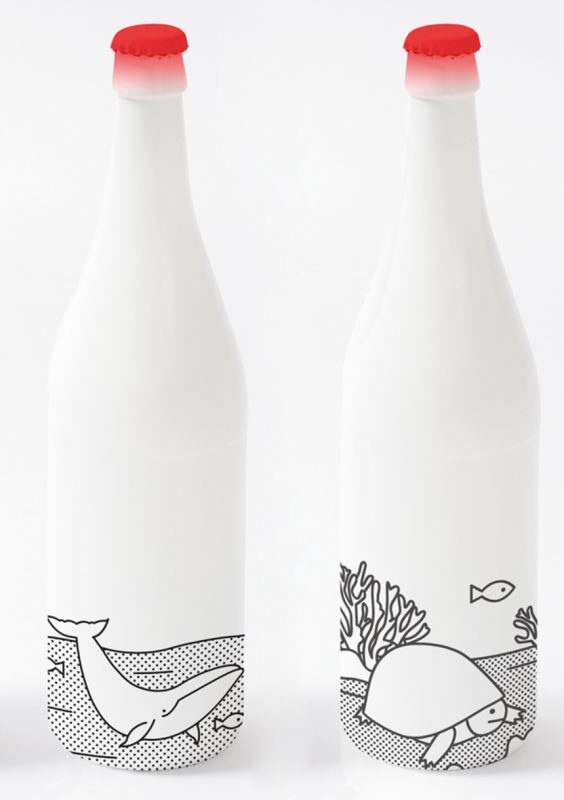 Beer packaging design in white with whales