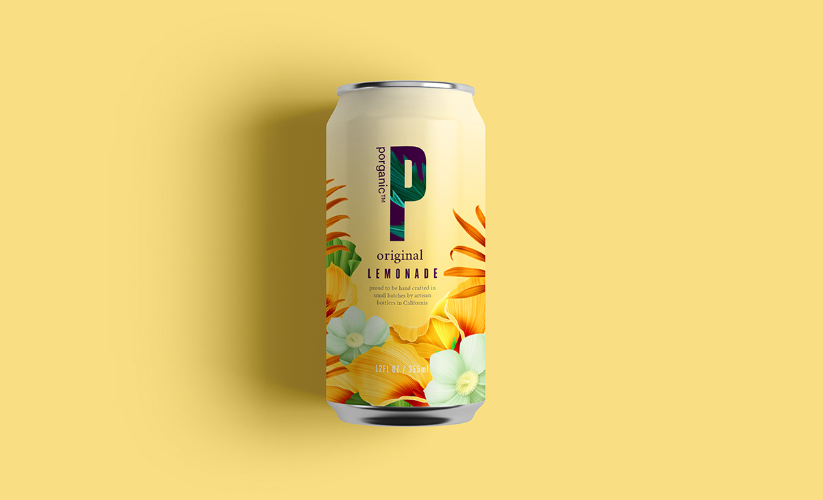 Porganic organic lemonade branding by Brand Nu Studio