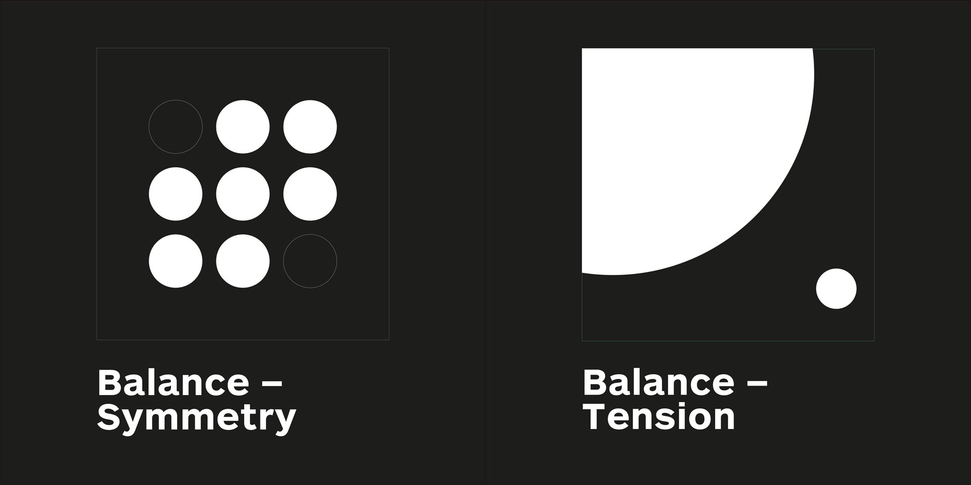 Illustration of the balance principles in graphic design