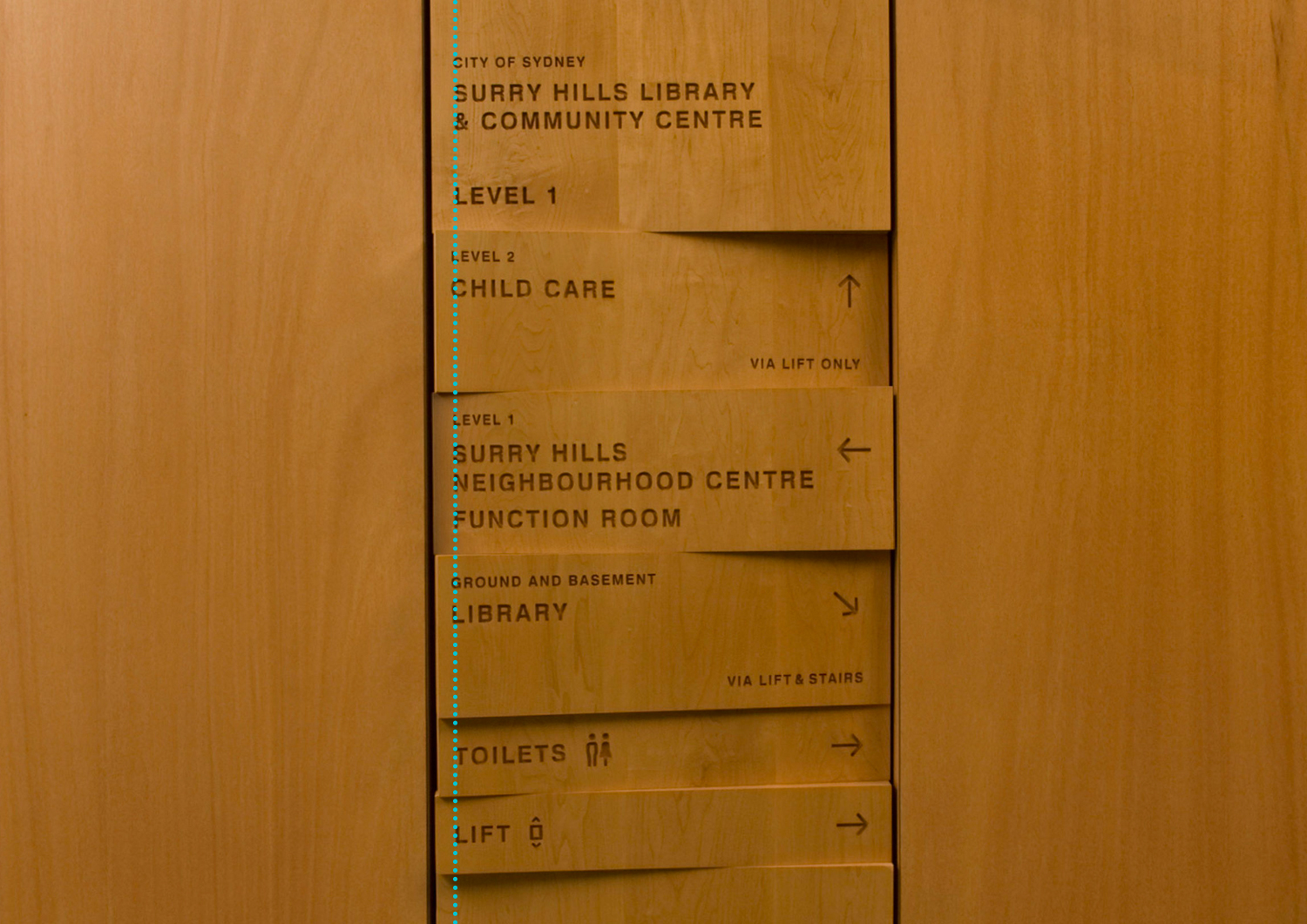 Library signage showing alignment in graphic design