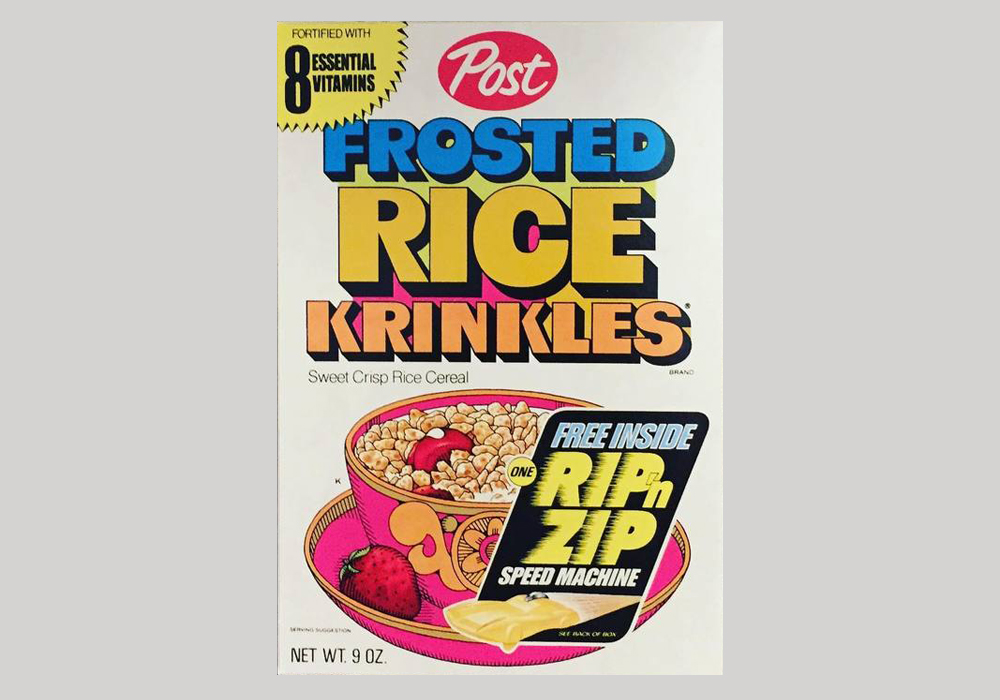 Post Frosted Rice Krinkles packaging (USA, 1972)